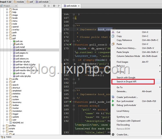 PHPStorm-Search-In-Drupal-API PHPStorm选择参考函数点击Search in Drupal API