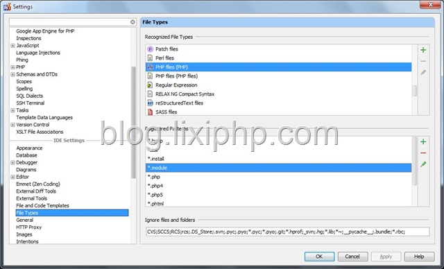 PHPStorm-Drupal-Associations-File-Types PHPStorm Drupal文件关联设置