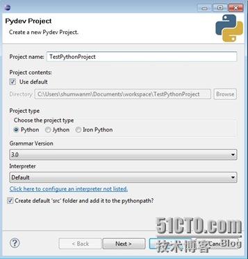 NewPyDevProjectDialog