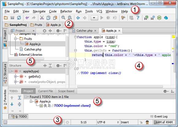 JavaScript开发工具WebStorm教程：用户界面简介