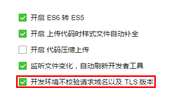 开发环境不校验请求域名以及 TLS 版本