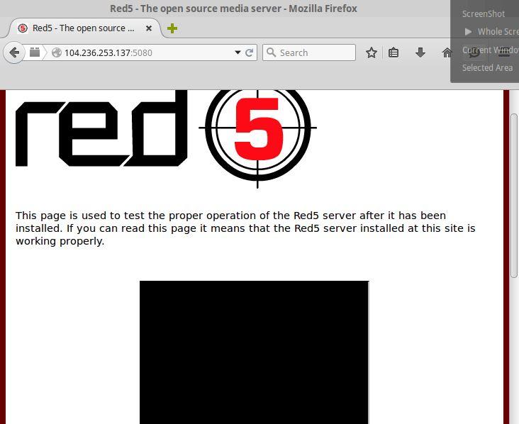 Red5 Welcome Screen