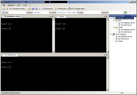 PuTTY Connection Manager main interface