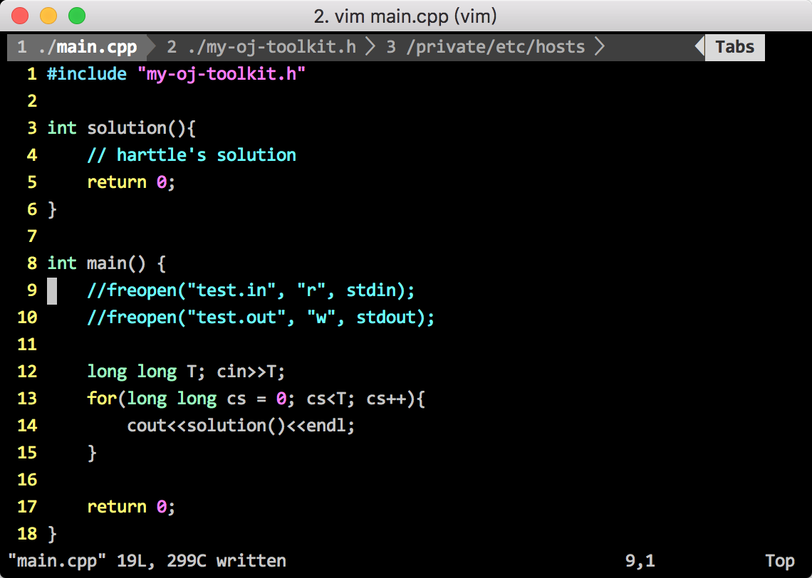 vim tab